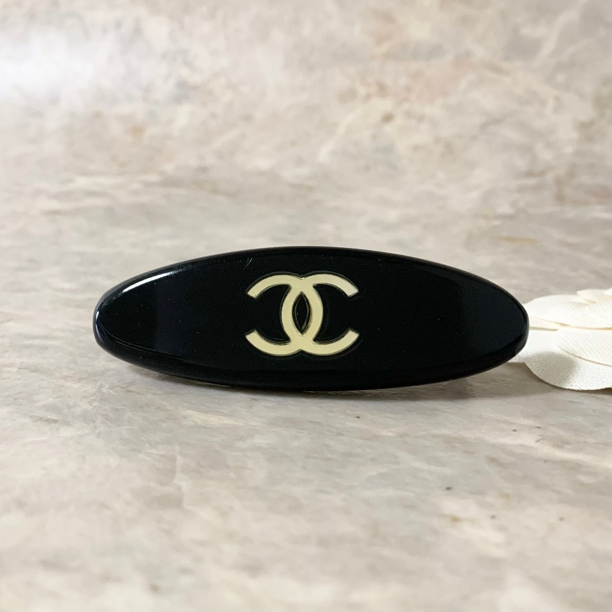 CHANEL バレッタ 黒 パール ジャンク品 CHANEL バレッタ 黒 パール