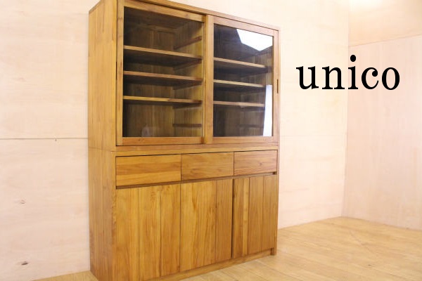 楽天市場】美品 unicoウニコ BREATH チーク無垢材 食器棚/カップボード