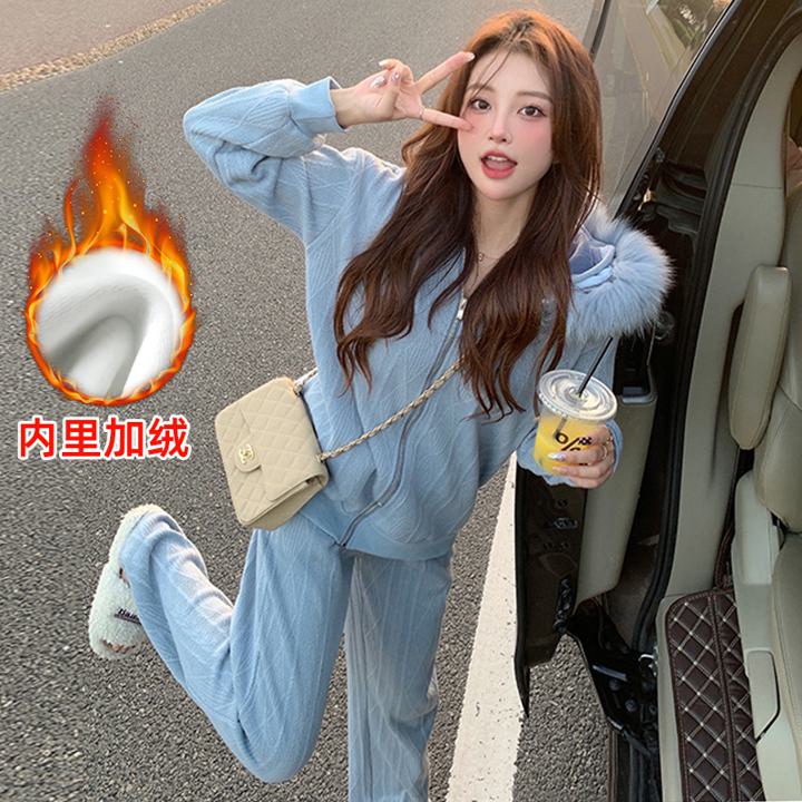 楽天市場】【セットアップ】ファーフード付きジャケット＋ガウチョ