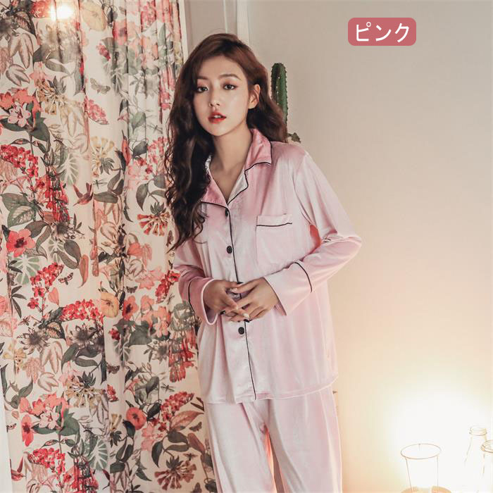 楽天市場】ルームウェア ベロアパジャマ レディースパジャマ 上下