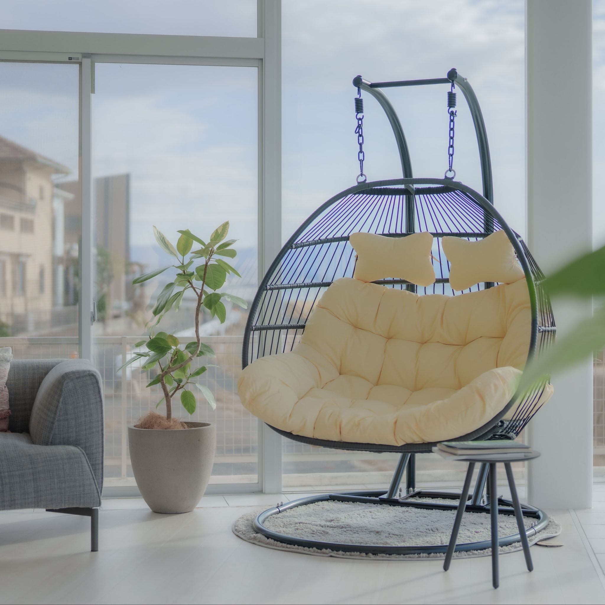 楽天市場】二人がけハンギングチェア たまご型 Crush D【2人用ワイド