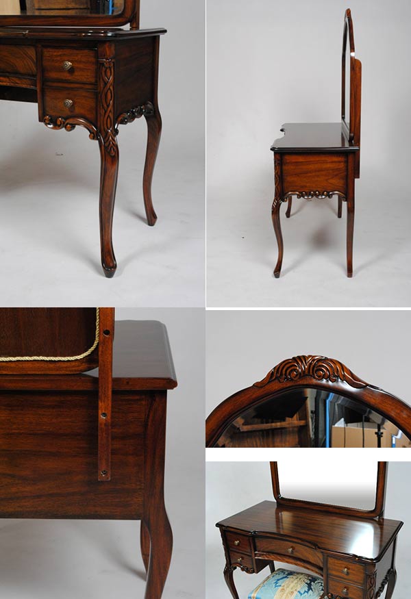 楽天市場】ドレッサー 猫足 幅95cm 丸 アンティーク調 マホガニー 輸入