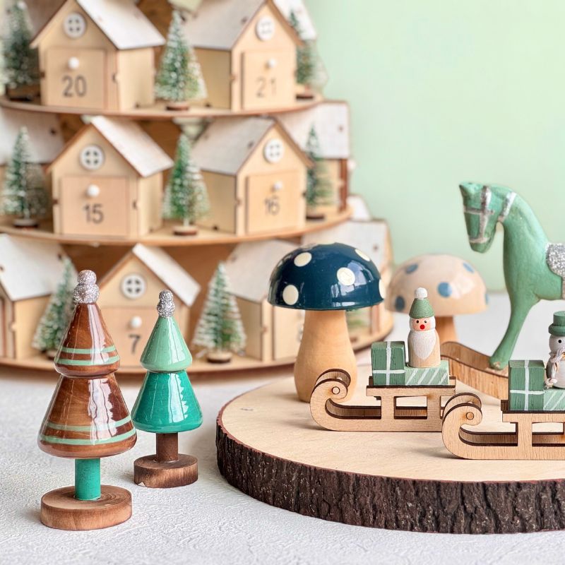 楽天市場】【クリスマス雑貨 北欧風】木製 ミニツリー オブジェ