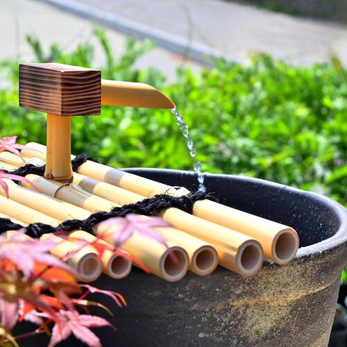 楽天市場】日本の文化の詫び錆び窯肌耳付水流つくばい 信楽焼き庭園灯