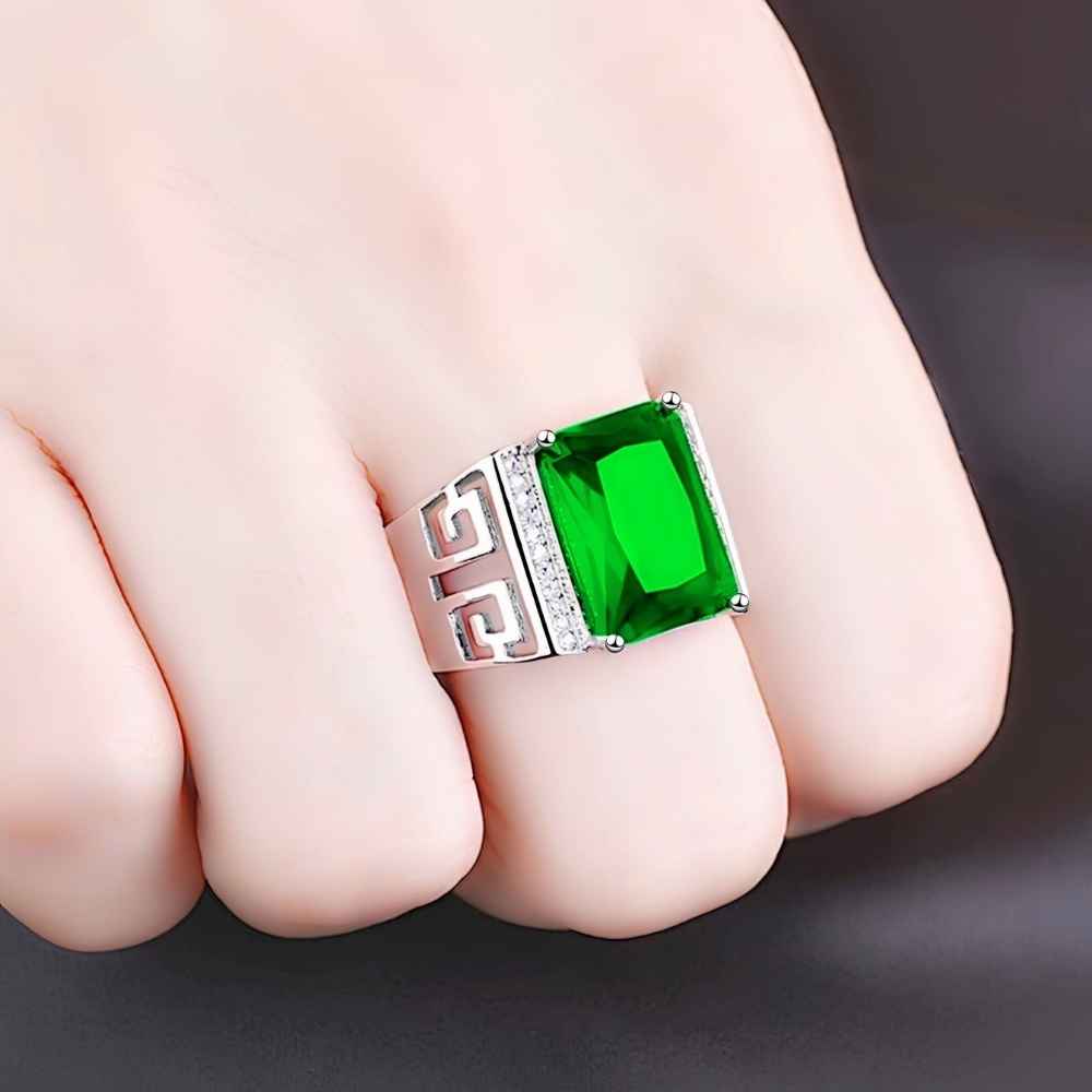 楽天市場】超大粒 豪華 クリスタル リング メンズ 指輪 グリーン