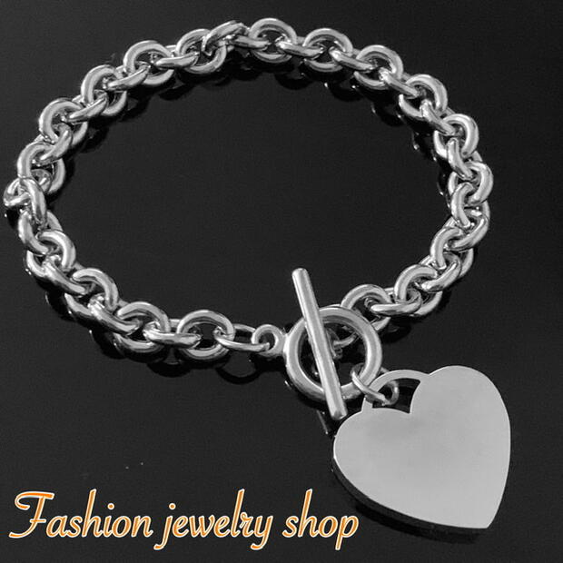 楽天市場】サージカルステンレスブレスレット ハート ブレスレット