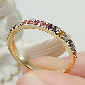 楽天市場】【送料無料】K18YG マルチ カラーストーン フチあり