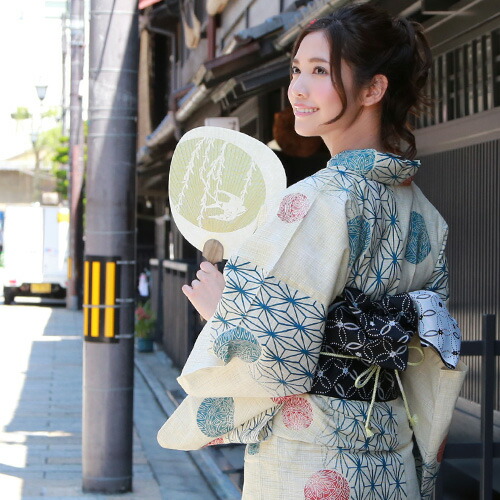 粋な大人の浴衣 高身長の方にも ◇ 有松絞り 枝葉文 華やかさのある良