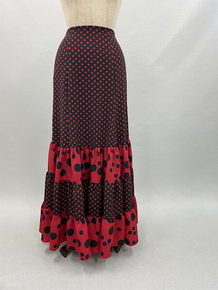 楽天市場】フラメンコ衣装スカート ファルダ黒赤水玉 白黒水玉