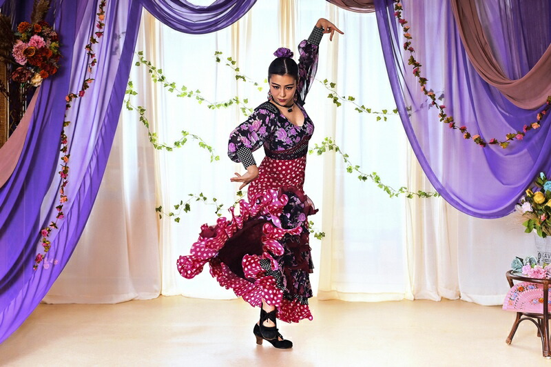 楽天市場】新ブランドnajanaja フラメンコ衣装 ワンピース 紫花柄と