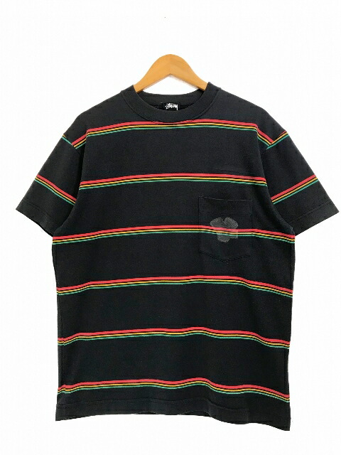 楽天市場】OZ製 80s STUSSY Border Pocket S/S Tee 黒 M OLD STUSSY