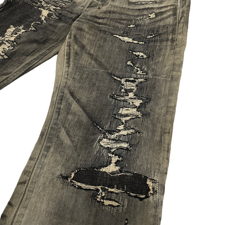 楽天市場】KAPITAL LEGS 初期 炭鉱クラッシュ加工黒革色5Pデニムパンツ