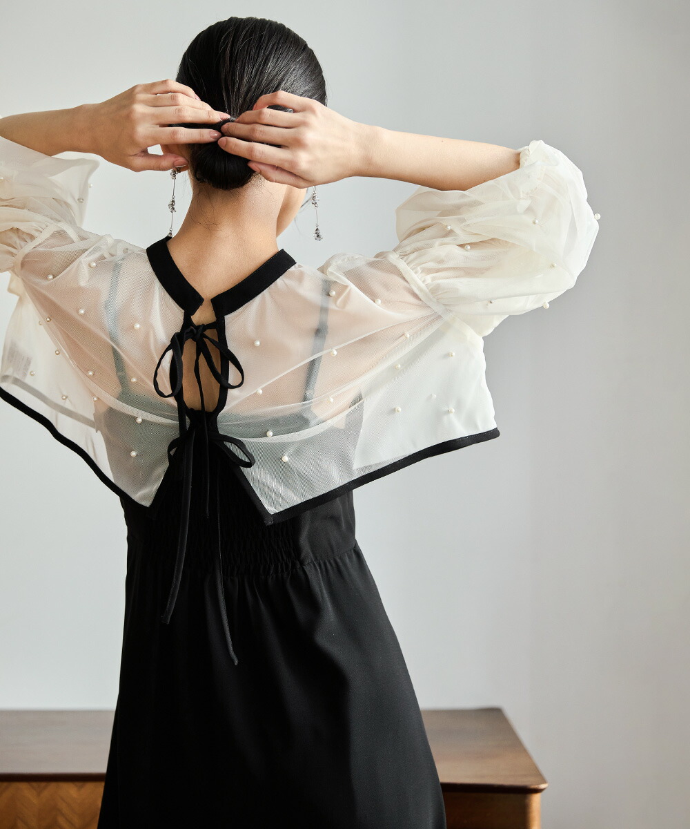 楽天市場】パールチュールボレロセットドレス パーティードレス 結婚式