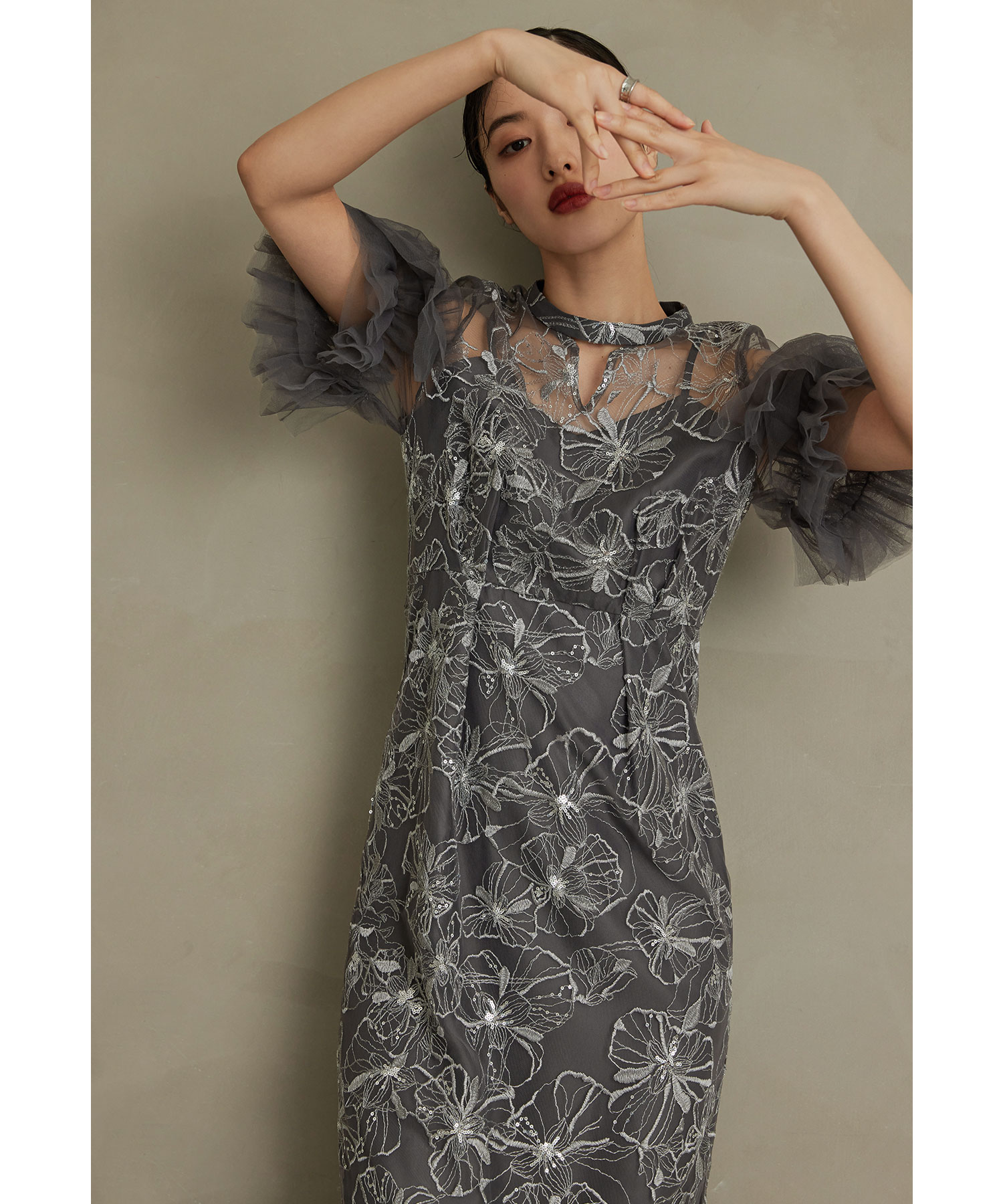 楽天市場】スパンコール刺繍レースドレス パーティードレス 結婚式