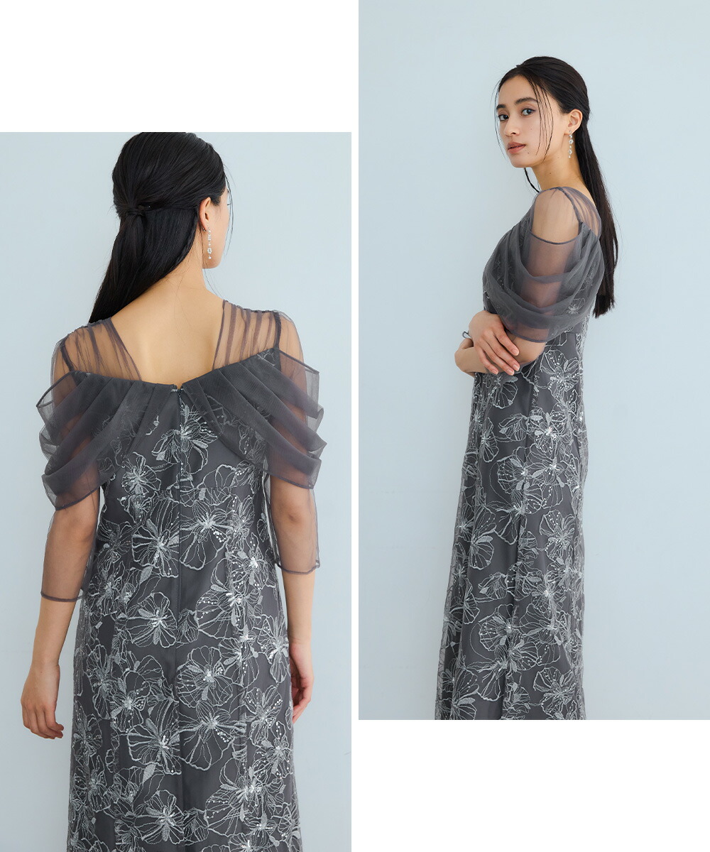 楽天市場】オフショルダースパンコール刺繍レースドレス パーティー