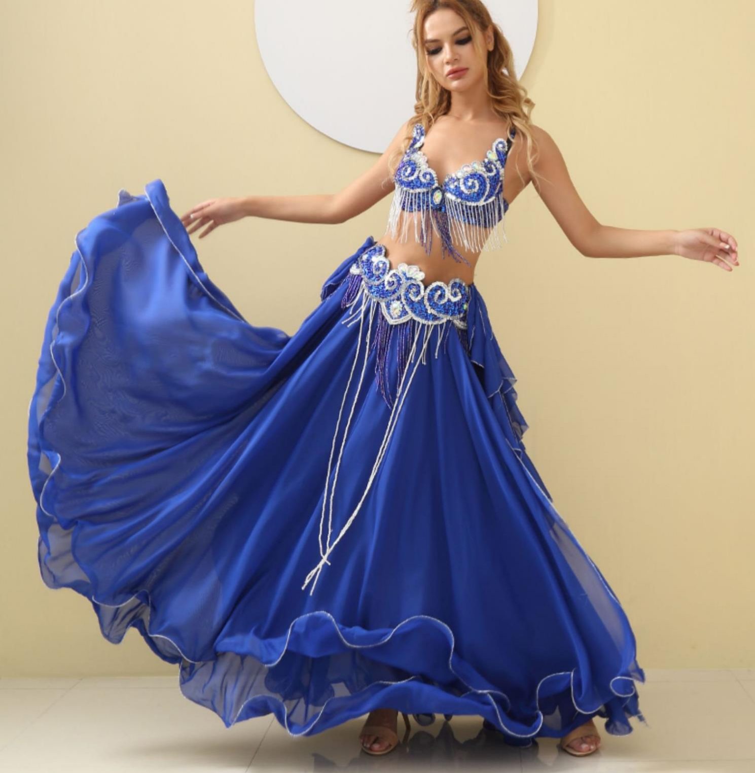 楽天市場】3色選 ベリーダンス衣装/上下セット＋ 腰巻き/3点セット