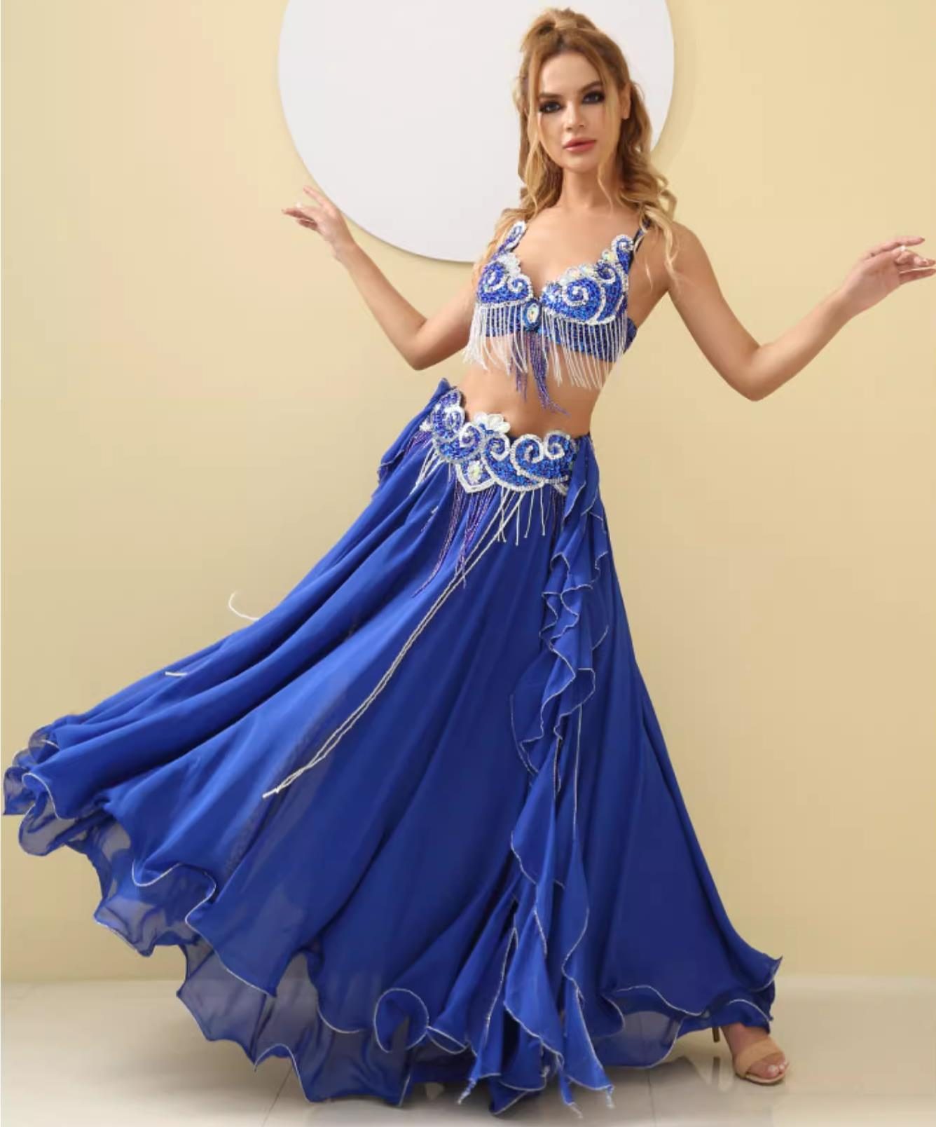 楽天市場】3色選 ベリーダンス衣装/上下セット＋ 腰巻き/3点セット