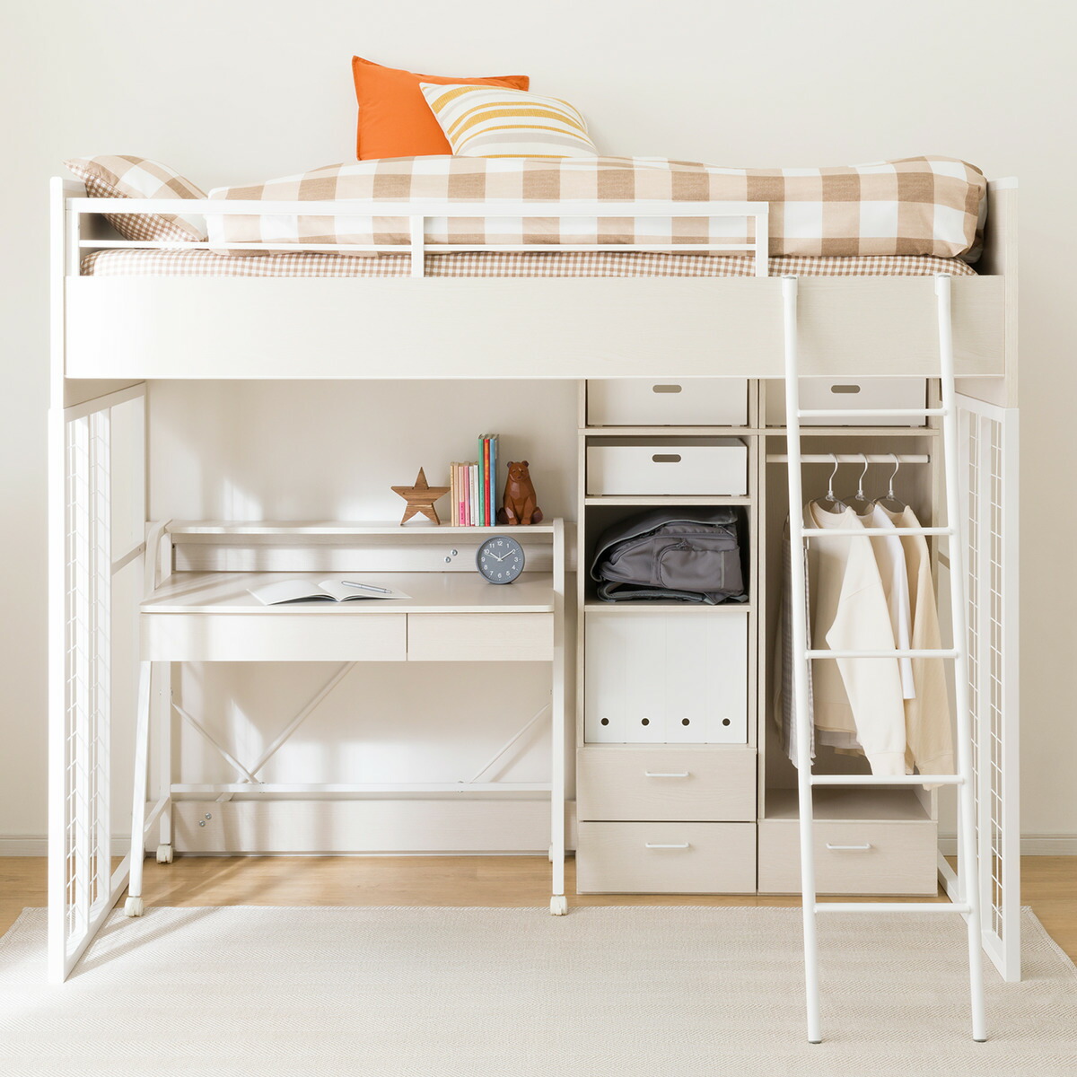 楽天市場】システムベッドデスク(デニッシュ01 ハイタイプ) ニトリ