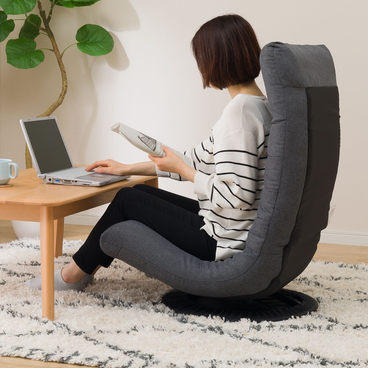 楽天市場】[幅57cm] 首リクライニング回転座椅子 (Nクレシエ DGY) 座椅