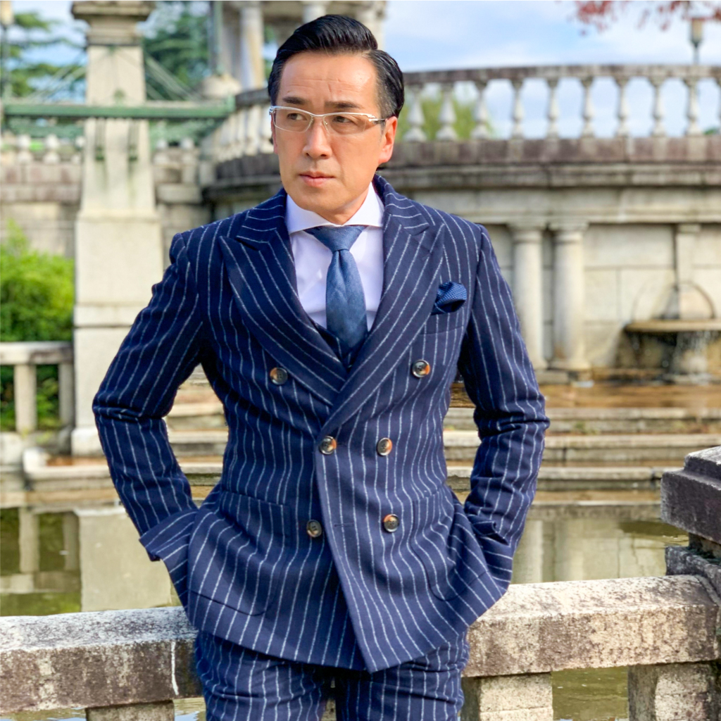 ハリスツイード リスペクト ペンシルストライプテーラードジャケット