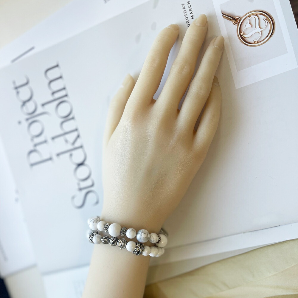 楽天市場】ホワイトハウライト 天然石 メンズ パワーストーン