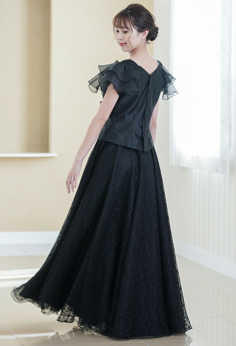 楽天市場】ロングスカート 黒 演奏会 レース フレア ロング スカート