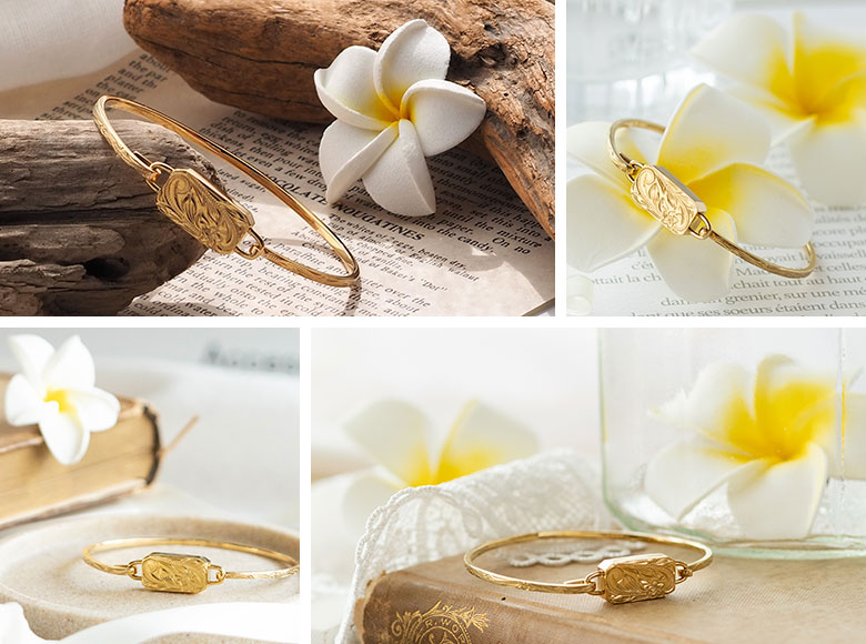 楽天市場】ラキタス ハワイアン 香るバングル ゴールド プルメリア