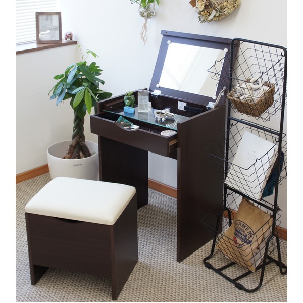 楽天市場】ダークブラウン（ドレッサー・鏡台｜収納家具）：インテリア