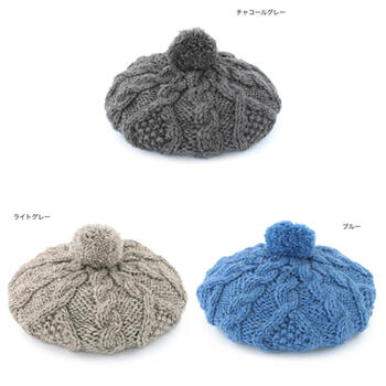 楽天市場】ざっくり ダイヤ 縄編み ニット ベレー帽 フラッフィー