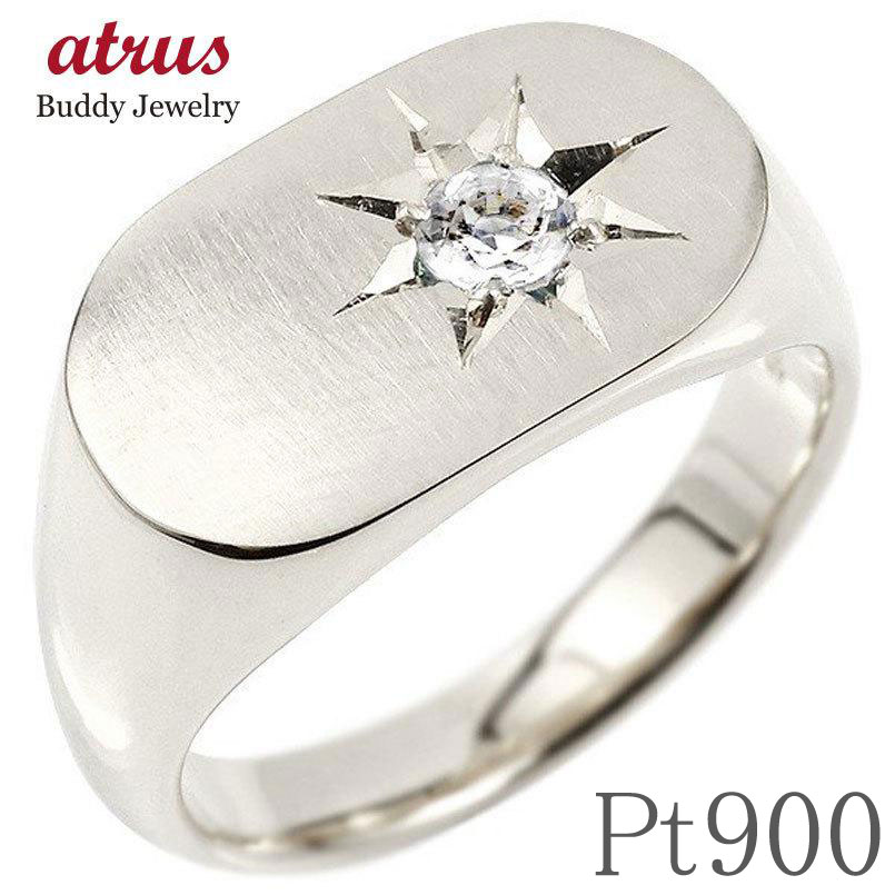 楽天市場】プラチナ リング メンズ ダイヤモンド 印台 シグネット