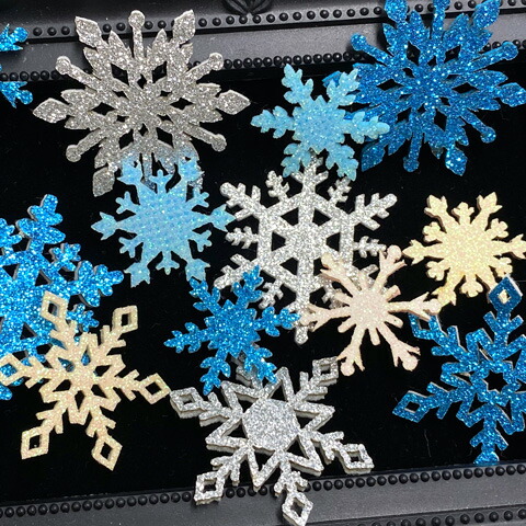 楽天市場】雪の結晶 モチーフ ラメ キラキラ フェルト 雪 冬