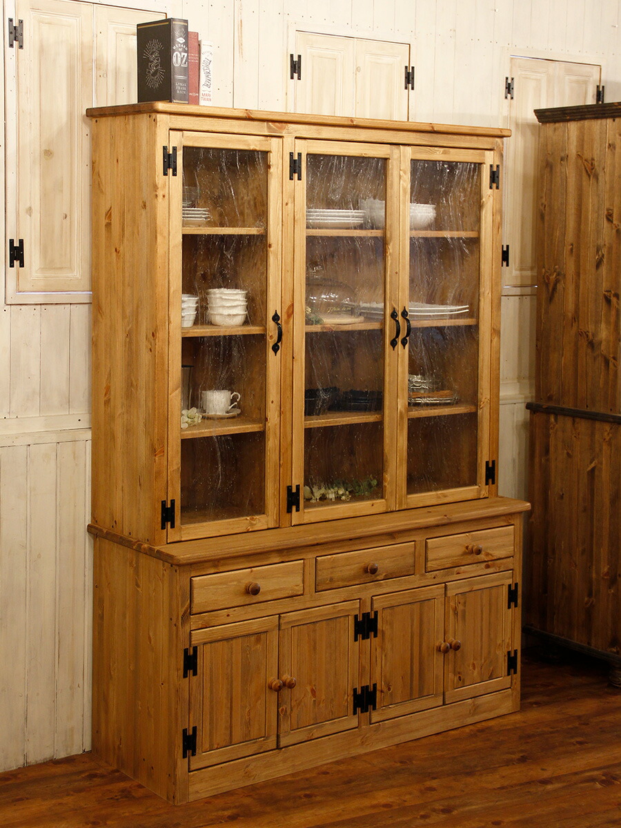 楽天市場】【日本製】3ガラスドア・カップボード・W1300 カントリー