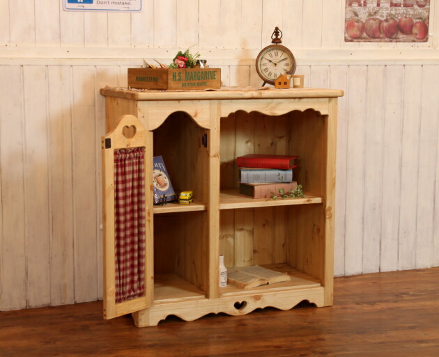 楽天市場】キャビネット ハート 布扉付き キッチンラック オーダー