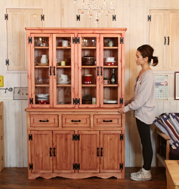 楽天市場】カップボード 幅120 カントリー 家具 日本製 手作り 木 木製