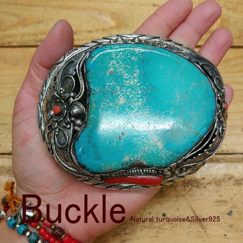 楽天市場】バックル ターコイズ ハンドメイドSilver925 ブルー