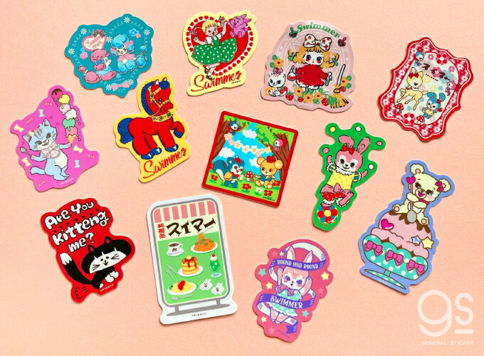 楽天市場】SWIMMER スイマー ミニステッカーレトロスイマー02