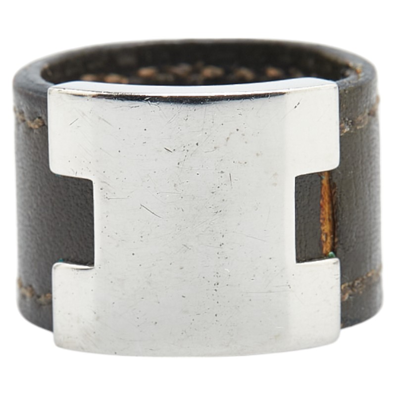 楽天市場】エルメス ルーリー リング 指輪 カーキ シルバー レザー