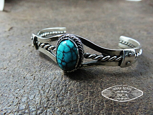 楽天市場】ターコイズ バングル ブレスレット シルバー925