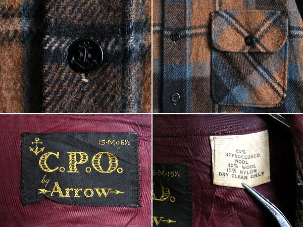 楽天市場】70's ビンテージ □ Arrow ポケット付き チェック 長袖