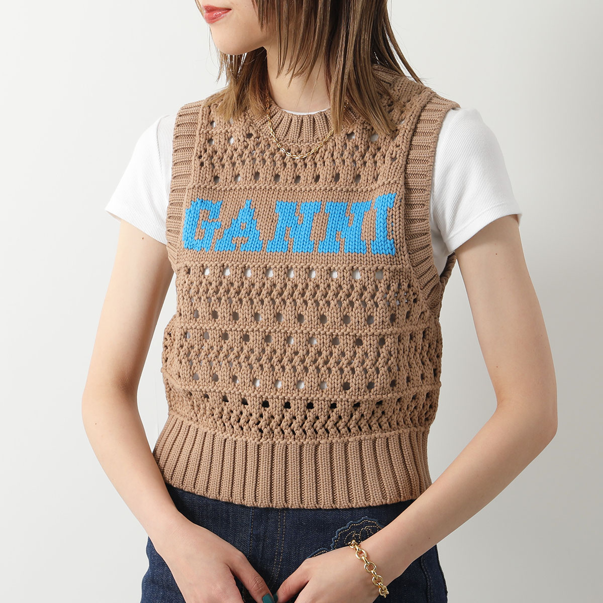 楽天市場】GANNI ガニー ニットベスト Cotton Rope Short Vest K2211