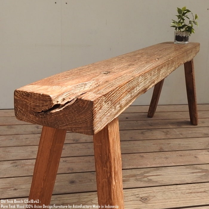 楽天市場】一点物 オールドチーク スツール 125cm 木製 ベンチ 木