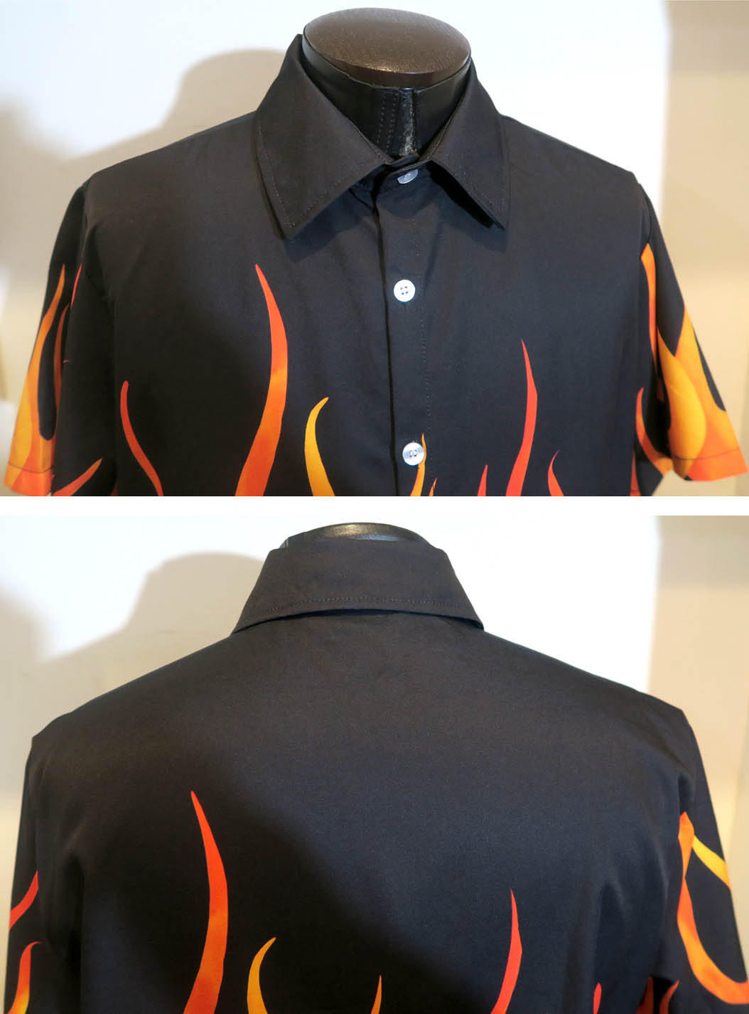 楽天市場】ファイヤーパターン 炎柄 シャツ 半袖 黒 オレンジ メンズ
