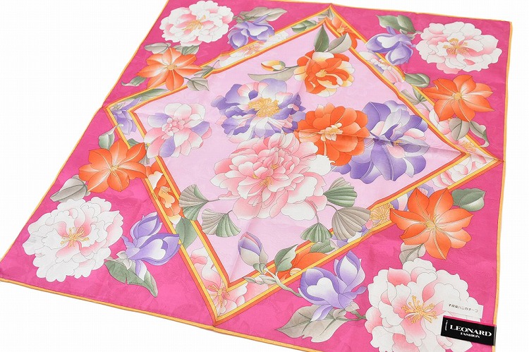 楽天市場】レオナール 大判 ハンカチ シルク 混 レディース 1枚