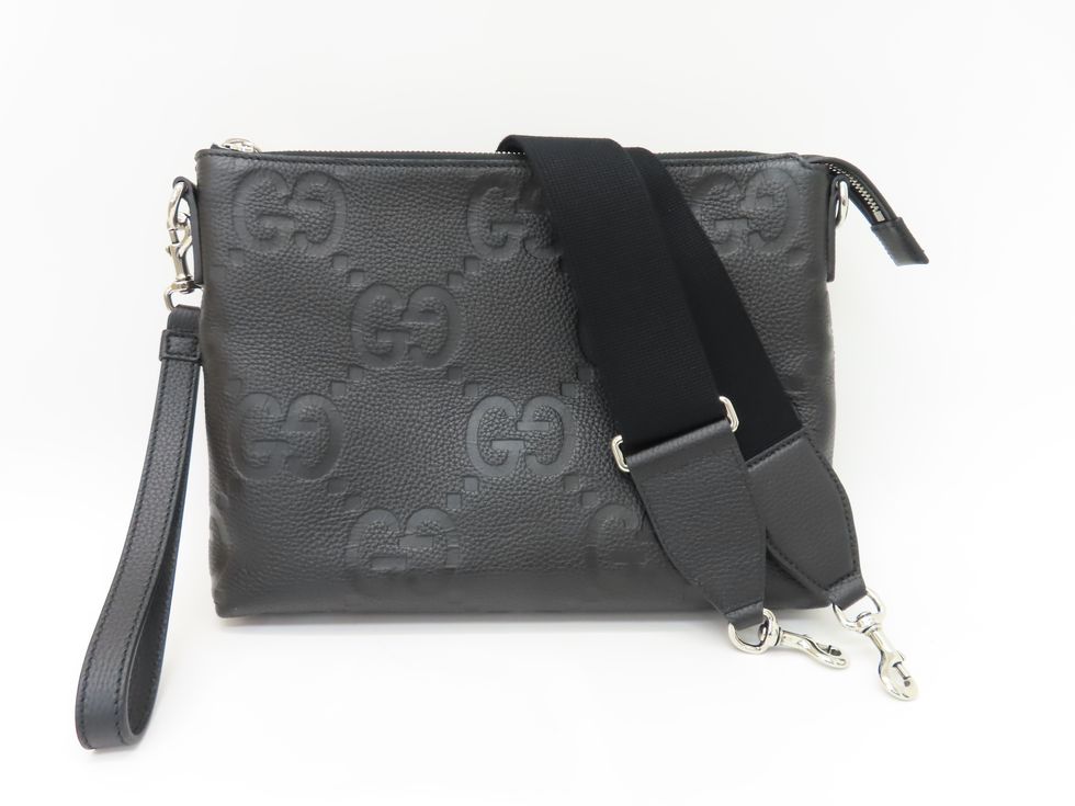 楽天市場】グッチ 696009 レザー ブラック ジャンボGGミディアム