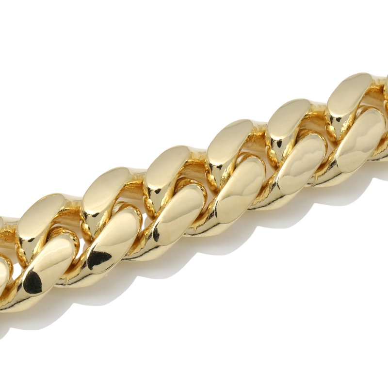 楽天市場】10K イエローゴールド マイアミブレスレット 幅12.5mm 19cm