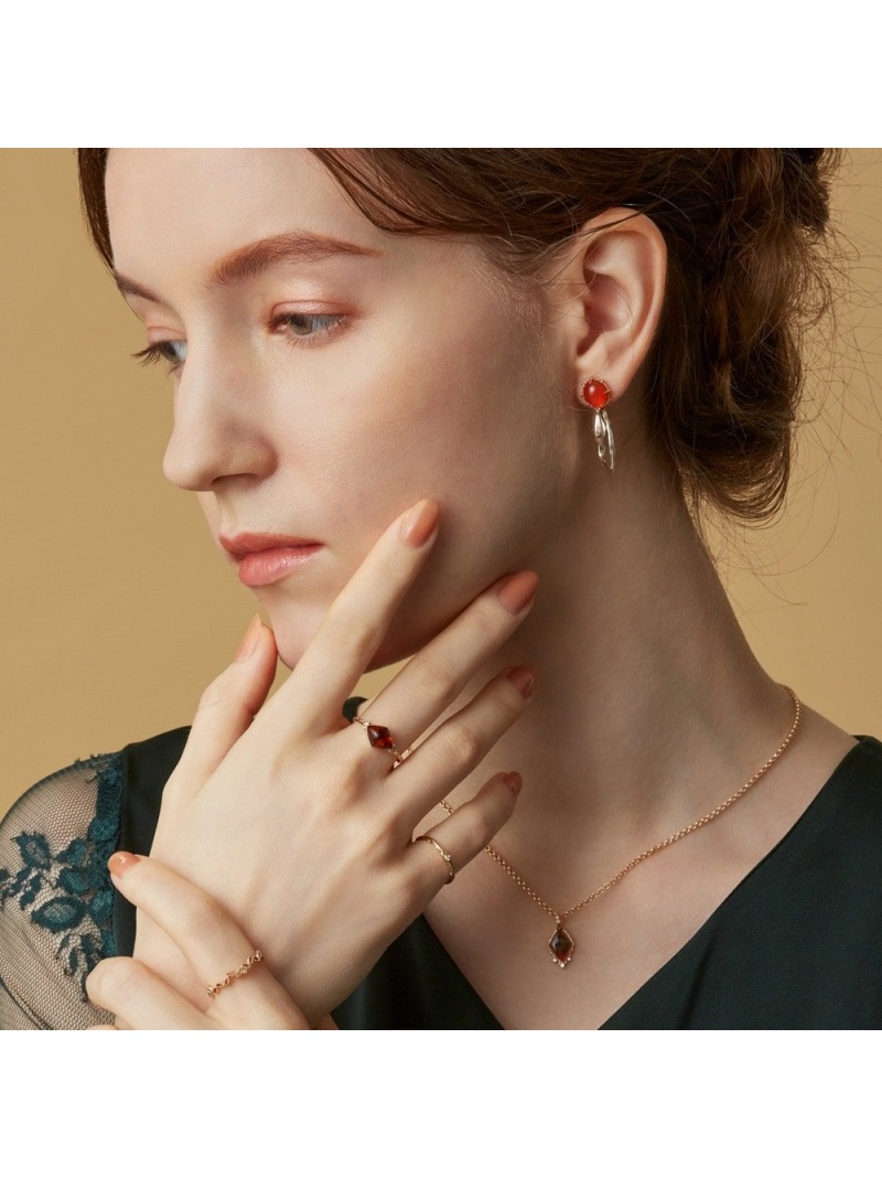 13号 未使用 agete アガット フクロウ アンバー 琥珀 シルバー リング