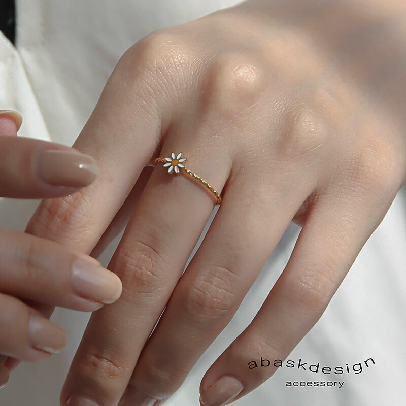 楽天市場】リング デイジーフラワーリング 金属アレルギー対応 18K