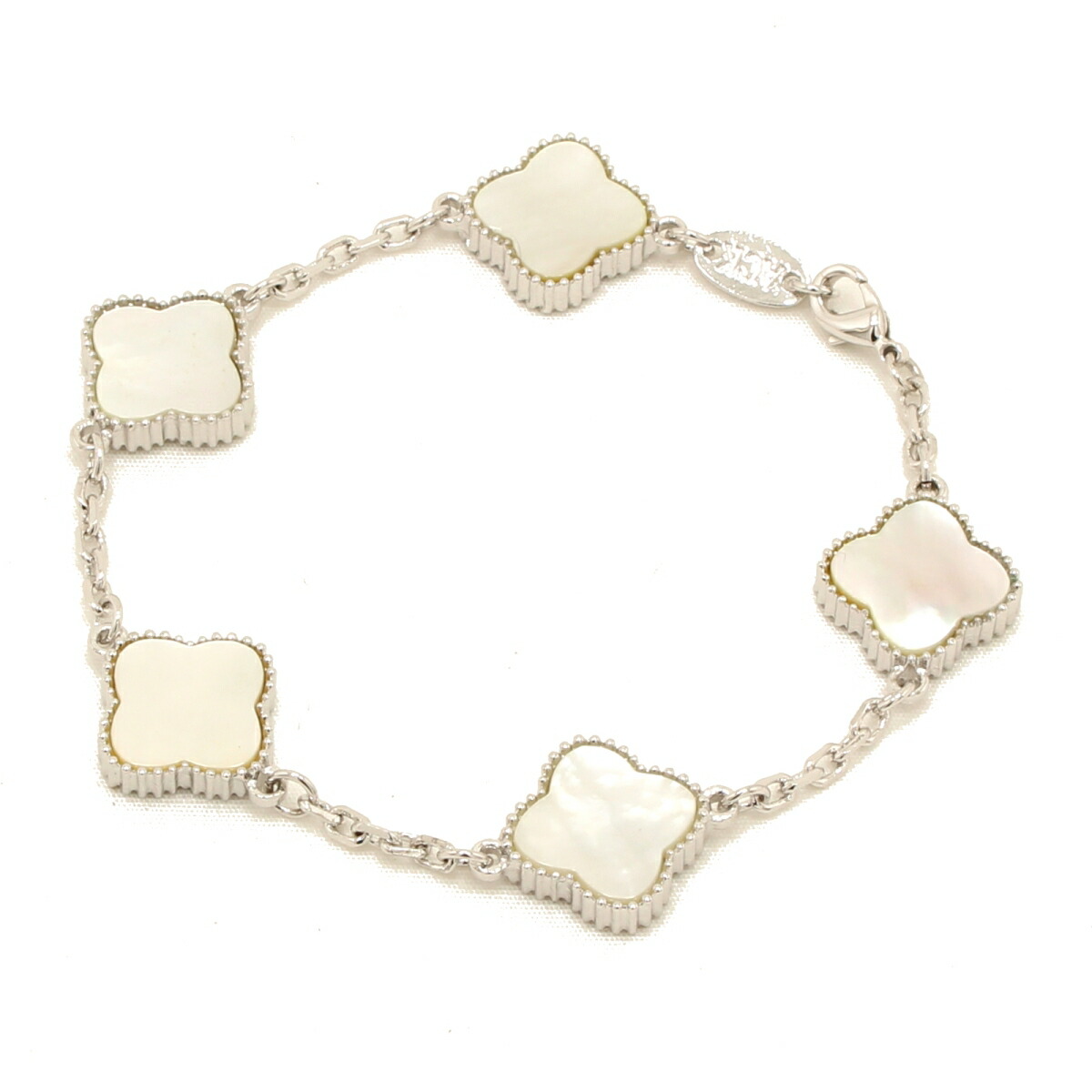 楽天市場】クローバー ブレスレット 白蝶貝 シェル フラワー ミル黄金