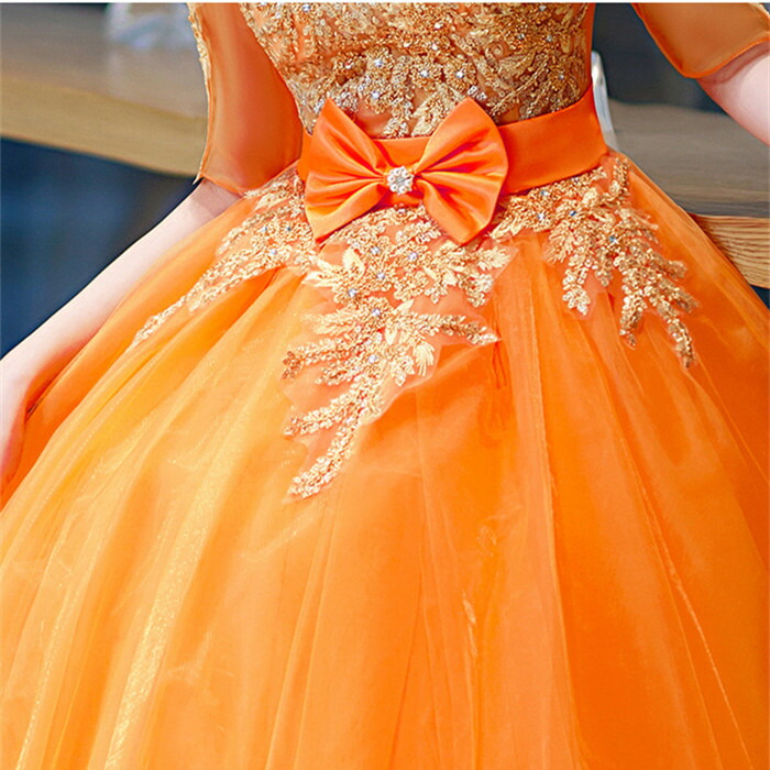 楽天市場】カラードレス 演奏会 カラードレス オレンジ 二次会ドレス