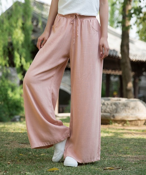 楽天市場】リラックスワイドパンツ ワイドパンツ 綿麻 レディース